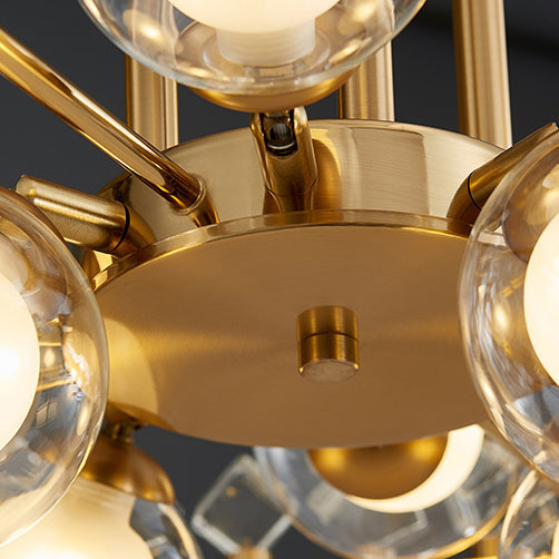 Moderner Luxus Gold Finish Rahmen Bunte Glas Schatten 6/8/10-Licht Kronleuchter Für Wohnzimmer 