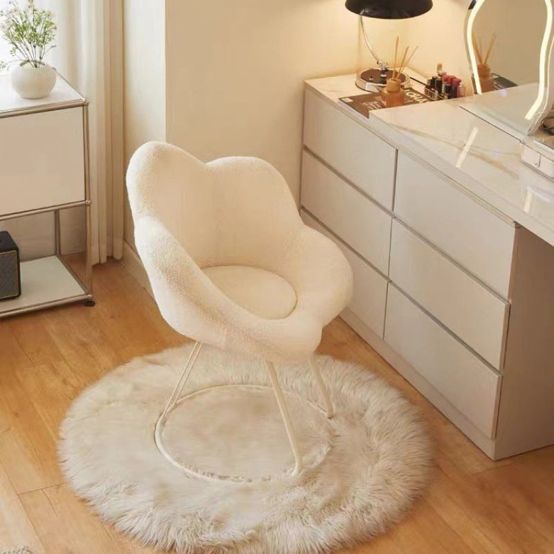 Tabouret de coiffeuse moderne minimaliste rond en métal avec dossier sans accoudoirs en laine d&