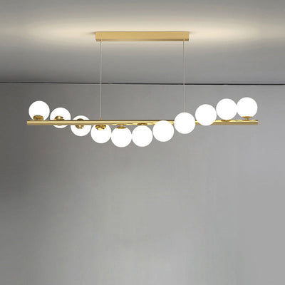 Contemporary Scandinavian Glass Magic Bean Long Strip 7/9/11 Light Island Light Chandelier For Dining Room