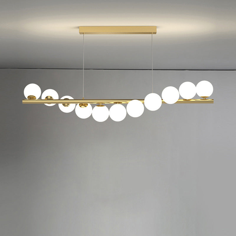 Contemporary Scandinavian Glass Magic Bean Long Strip 7/9/11 Light Island Light Chandelier For Dining Room