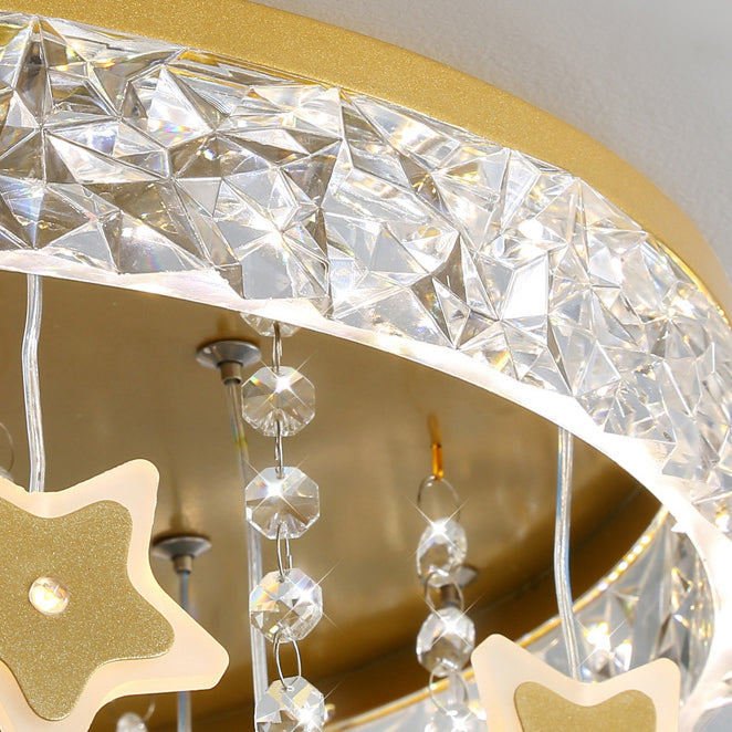 Plafonnier LED moderne nordique pour enfants en fer acrylique cristal rond étoile pour chambre à coucher 
