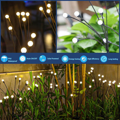 Moderna Decorativa Solar Firefly Impermeable ABS LED Césped Insertar en el Suelo Iluminación de Paisaje Exterior 