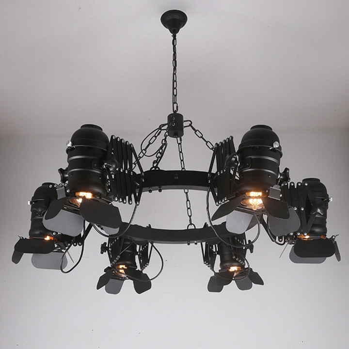 Contemporary Industrial Wrought Iron Round 6-Light Chandelier For Dining Room