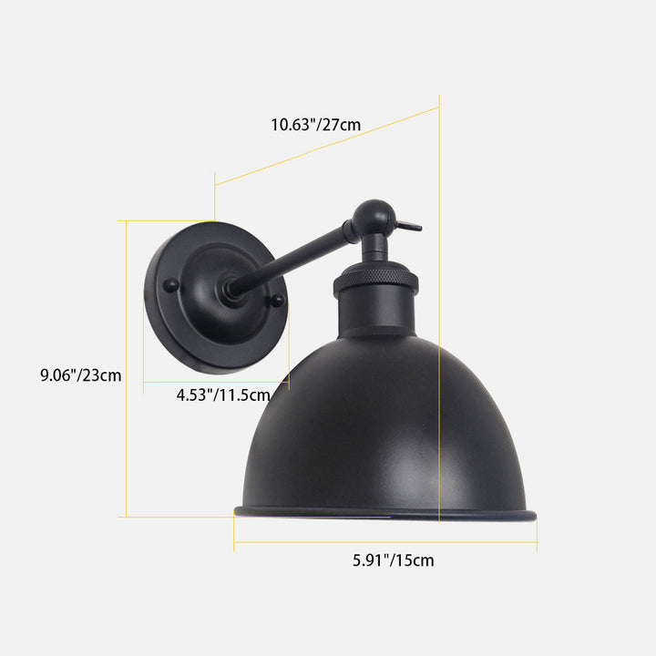 Zeitgenössische industrielle Eisen halbrunde Schatten Rocker Arm 1-Licht Wandleuchte Lampe für Wohnzimmer 