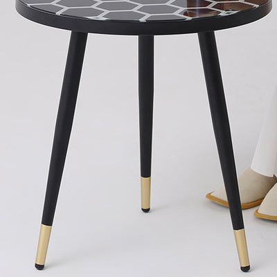 Table basse ronde moderne minimaliste en verre avec capteur en acier au carbone pour salon 
