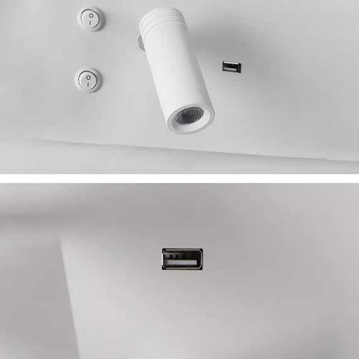 Lámpara de pared con foco LED giratorio rectangular USB recargable industrial contemporáneo para dormitorio 