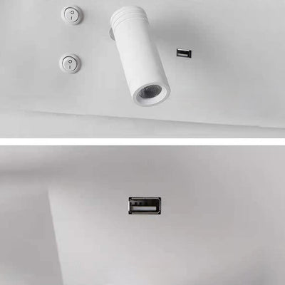مصباح حائط عصري صناعي مستطيل LED قابل للشحن عبر USB قابل للدوران لغرفة النوم 