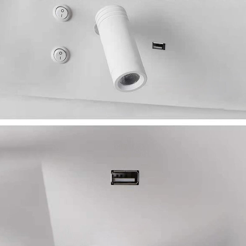 مصباح حائط عصري صناعي مستطيل LED قابل للشحن عبر USB قابل للدوران لغرفة النوم 