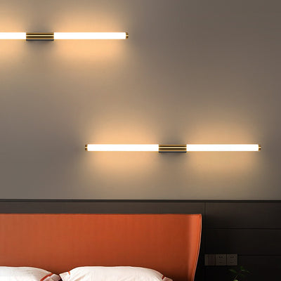 Moderne minimalistische lange Zylinder Rechteck Basis Eisen PC LED Wandleuchte Lampe für Schlafzimmer 