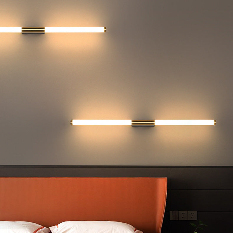 Moderne minimalistische lange Zylinder Rechteck Basis Eisen PC LED Wandleuchte Lampe für Schlafzimmer 