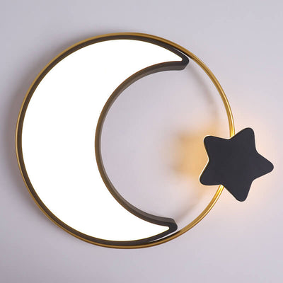 Modern Minimalist Star Moon Love Iron Acrylic LED Flush Mount Ceiling Light