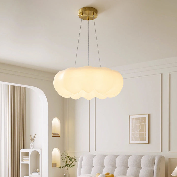Lampe suspendue LED en cuivre PE en forme de nuage nordique contemporain pour salon 