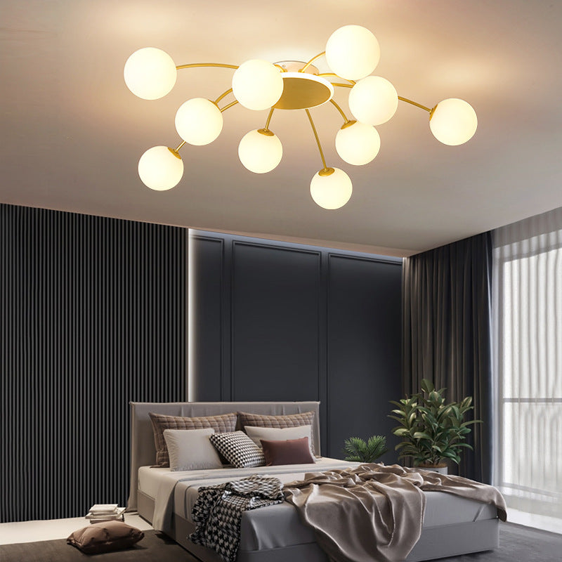Moderne Luxus Runde Kugel Eisen Glas 10/12/16 Licht Semi-Flush Mount Deckenleuchte für Wohnzimmer 