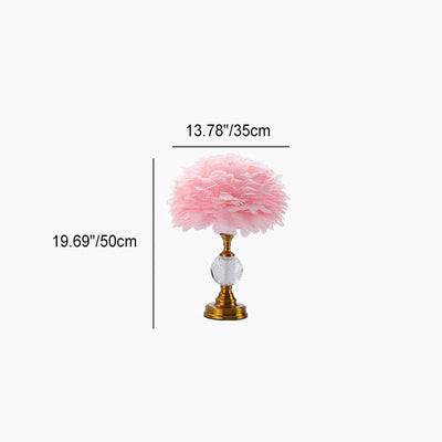 Nordic Creative Iron Round Feather Lampshade 1-Light Table Lamp