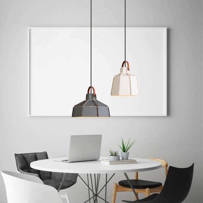 Lustre suspendu contemporain industriel rond cylindrique trapézoïdal en fer à 1 lumière pour salon 