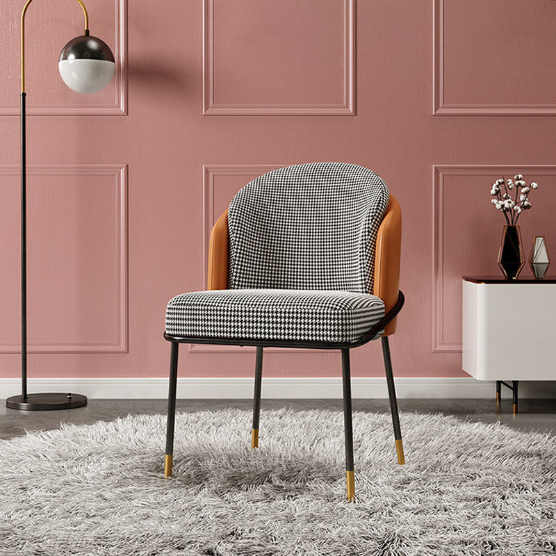 Contemporary Nordic PU Leather Fabric Iron Sponge Square Wraparound Dining Chair Backrest For Living Room