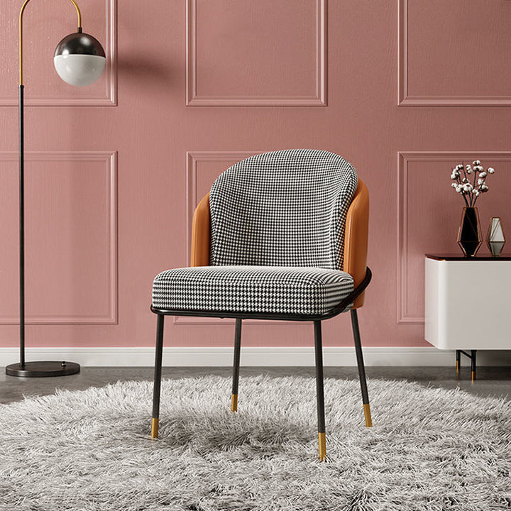 Contemporary Nordic PU Leather Fabric Iron Sponge Square Wraparound Dining Chair Backrest For Living Room