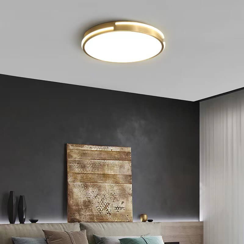 Lumière moderne de luxe ronde en cuivre acrylique LED plafonnier encastré 