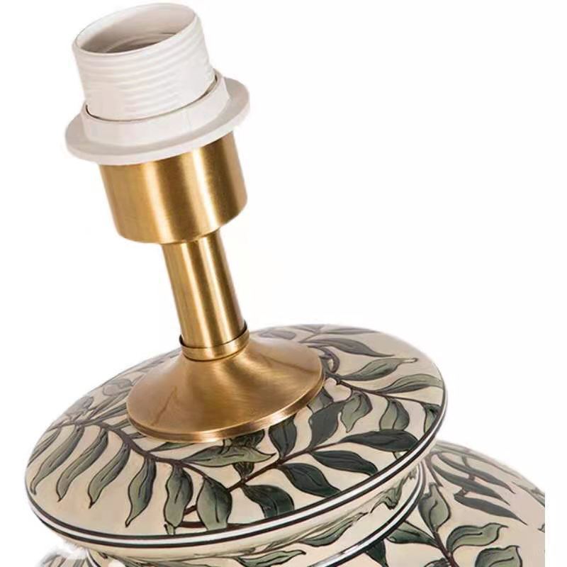 Traditionelle Vintage Vase geformt Stoff Keramik 1-Licht Tischlampe für Schlafzimmer 