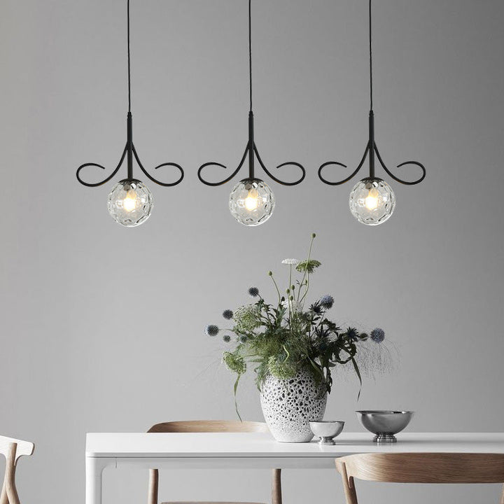 Lustre suspendu à 1 lumière en fer avec abat-jour en verre moderne et luxueux pour salon 