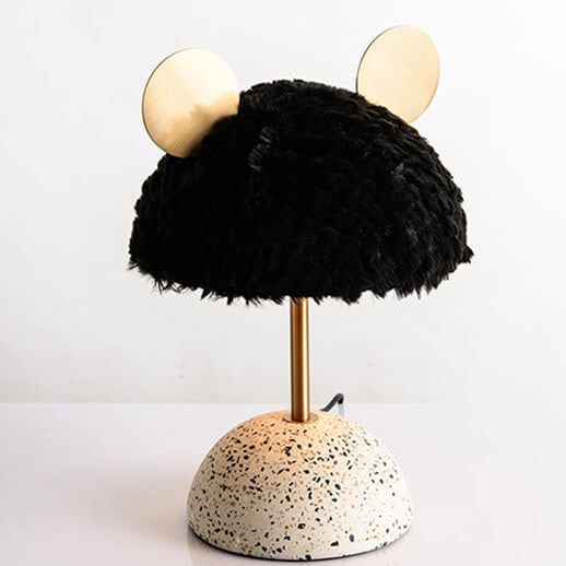 Lampe de table 1 lumière avec abat-jour en peluche créative nordique et base en terrazzo matériel 