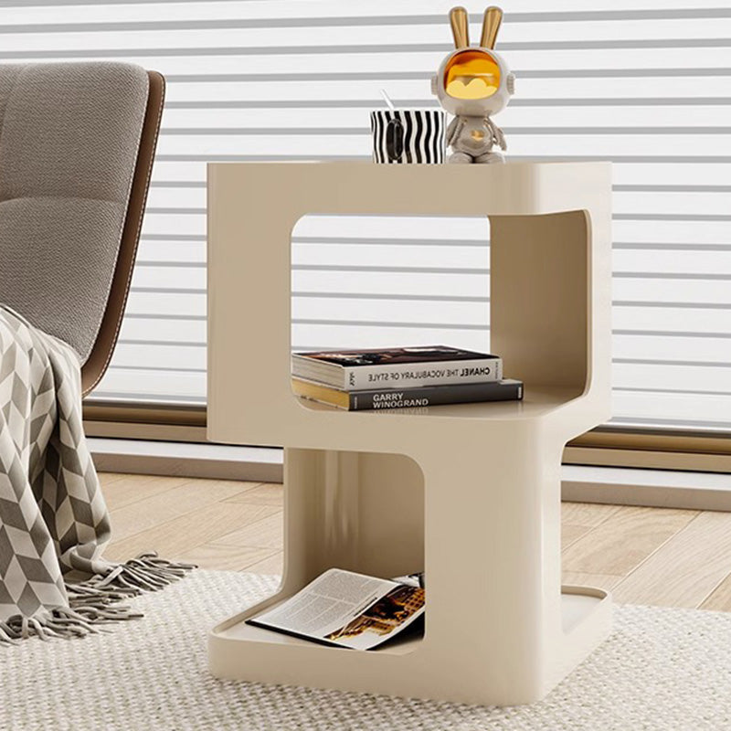 Moderner minimalistischer quadratischer Metall-Beistelltisch mit zwei Ebenen für das Wohnzimmer 