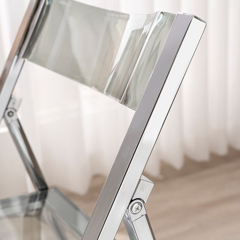 Moderner nordischer quadratischer Eisen-PET-klappbarer Esszimmerstuhl für das Esszimmer 