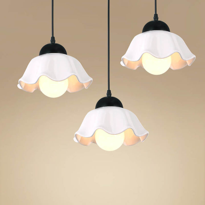 Moderner minimalistischer floraler Eisen-Keramik 1/3-Licht-Insel-Licht-Kronleuchter 