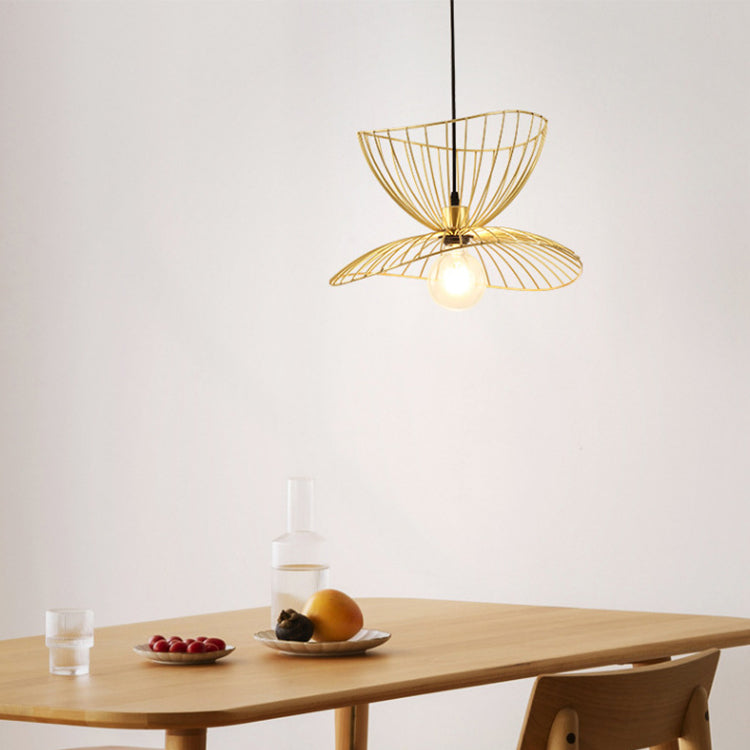 Lustre suspendu contemporain nordique à vague irrégulière ronde en fer avec 1 lumière pour salon 