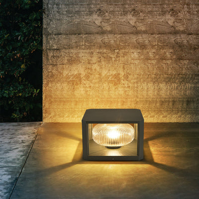 Modern Simplicity Solar étanche en acier inoxydable aluminium verre cube boule 1-lumière éclairage paysager lumière extérieure pour patio extérieur 