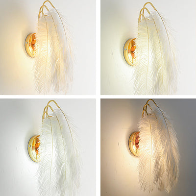 Zeitgenössische kreative Straußenfeder Design 1-Licht Wandleuchte Lampe für Wohnzimmer 