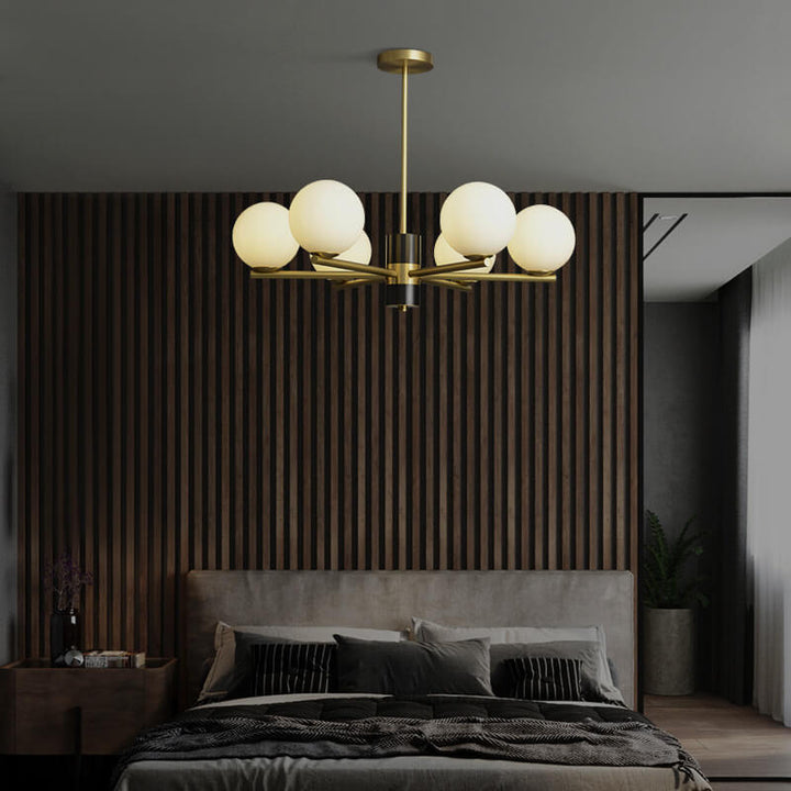 Modern Luxury Glass Round Ball Copper Branch 6/8/15 Light Chandelier For Living Room