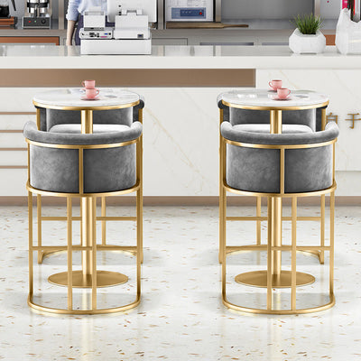 Dossier de chaise en velours métallique demi-rond nordique contemporain avec accoudoirs pour salle à manger 