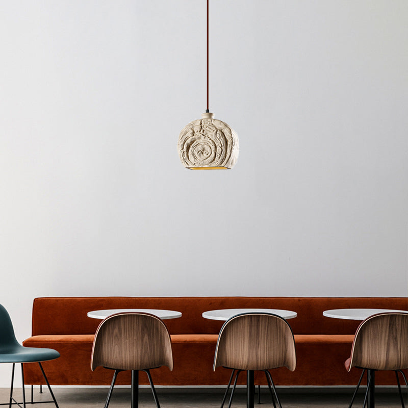 Zeitgenössische industrielle runde Schneckenhausform Zement 1-Licht Pendelleuchte für Wohnzimmer 