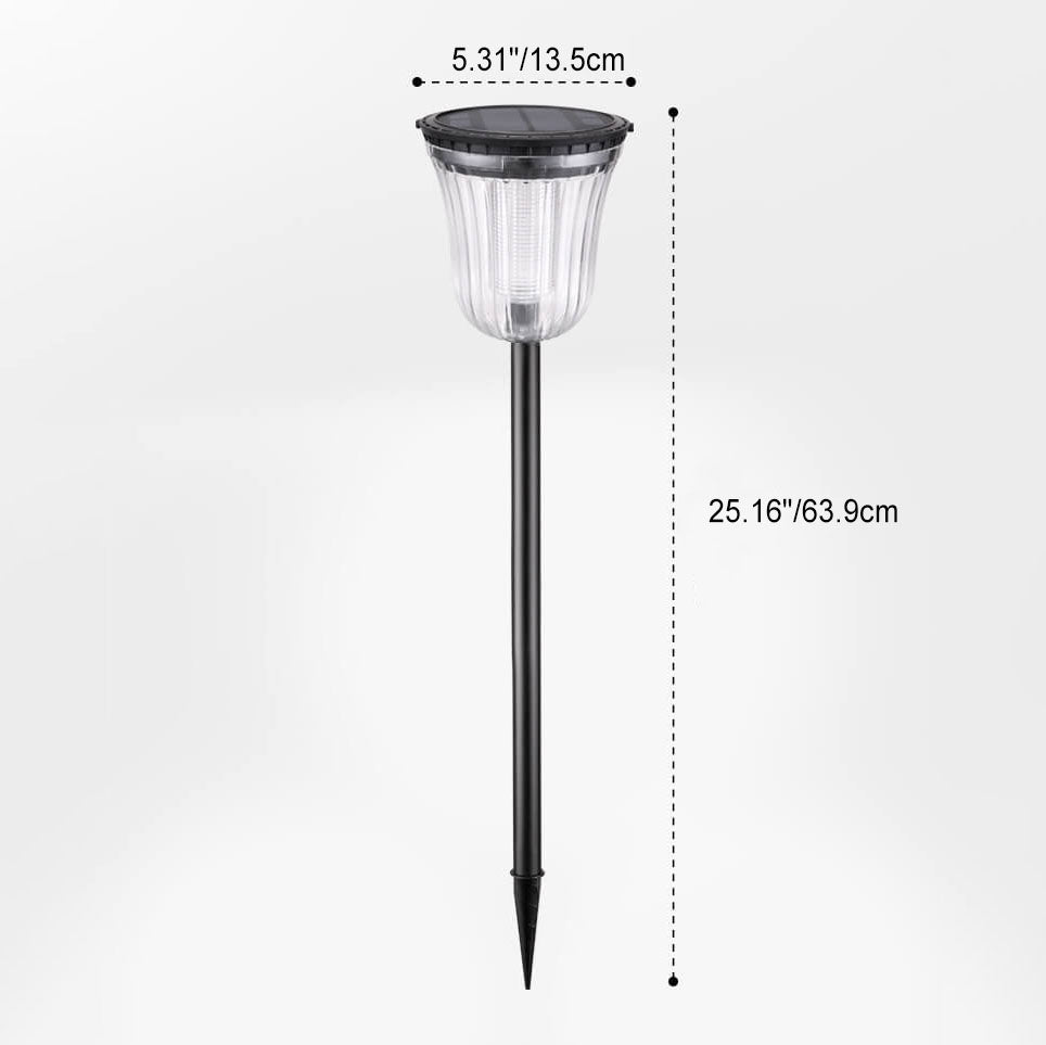 Lampe de pelouse LED moderne noire transparente solaire extérieure imperméable à insérer dans le sol du jardin 