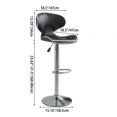 Tabouret de bar pivotant en cuir PU incurvé industriel contemporain avec repose-pieds pour salle à manger 