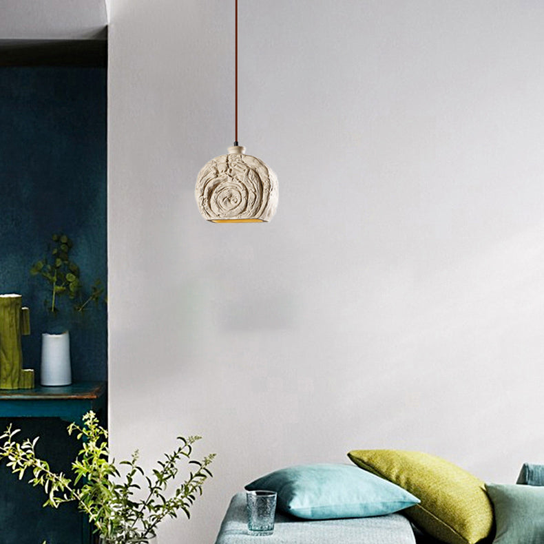 Zeitgenössische industrielle runde Schneckenhausform Zement 1-Licht Pendelleuchte für Wohnzimmer 