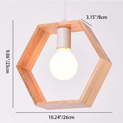Moderne Einfachheit Holz Geometrische Form 1-Licht Pendelleuchte für das Wohnzimmer 