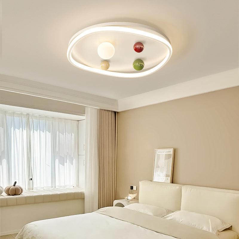 Plafonnier LED rond en fer scandinave contemporain pour salon 