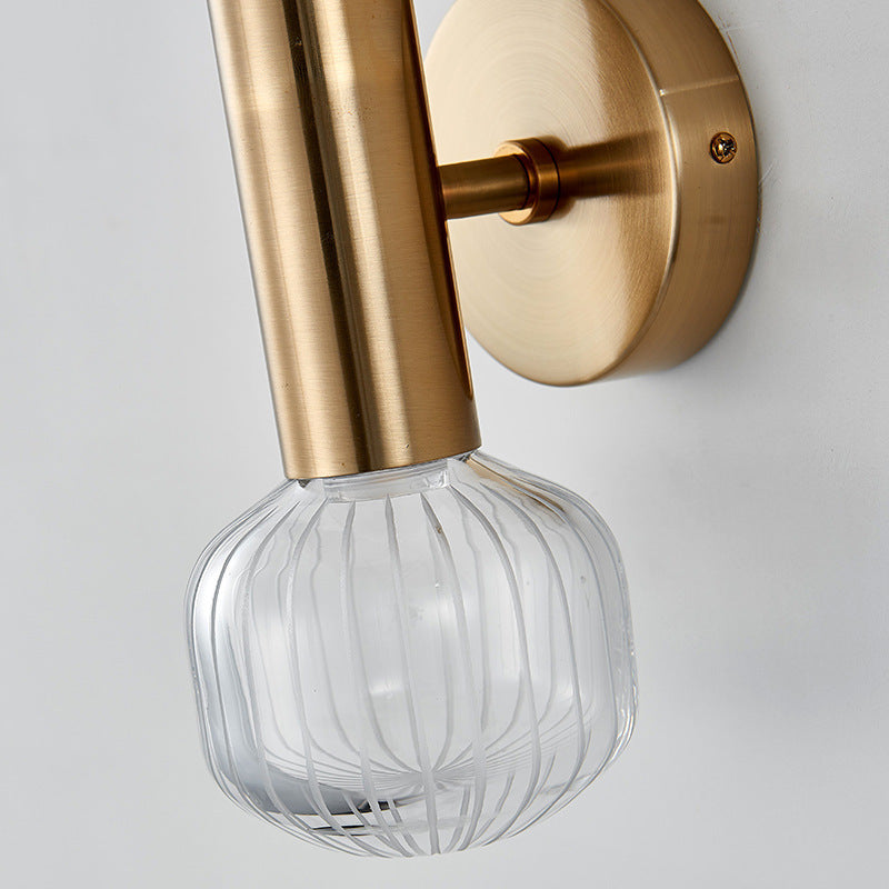 Moderne minimalistische Zylinder gestreifte Glas Eisen LED Wandleuchte Lampe für Wohnzimmer 