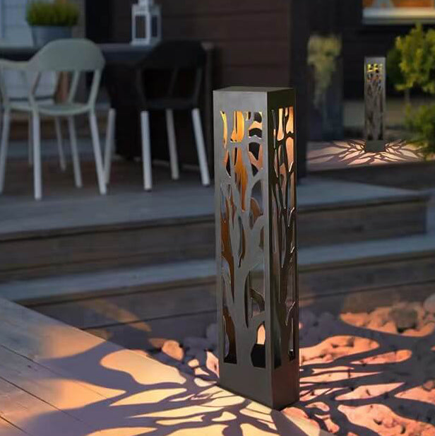 Modern Minimalist Stainless Steel Hollow Square Column LED Lawn Garden Landscape Light For Outdoor