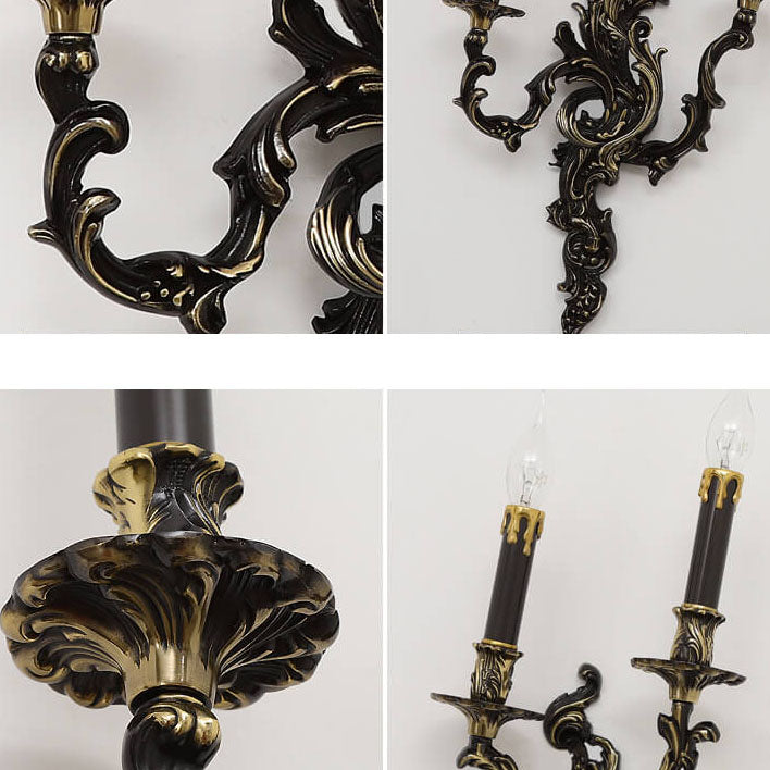 Candelabro de pared de 3 luces de cobre negro francés tradicional para sala de estar 