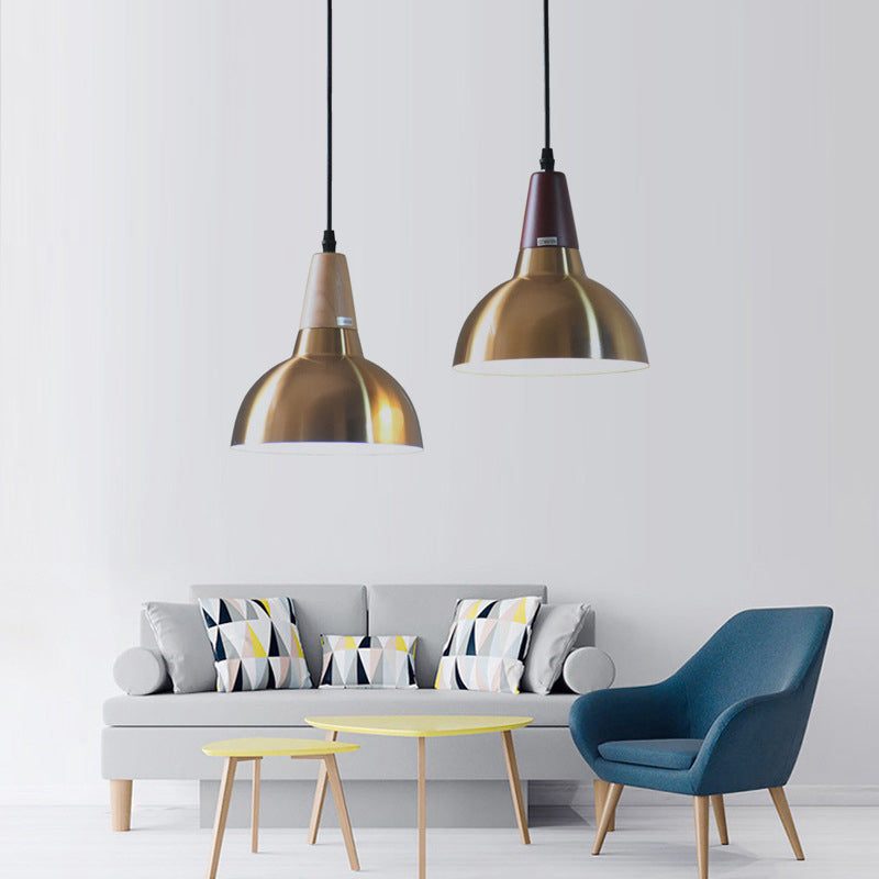 Zeitgenössische Einfachheit Eisen Halbkreis Schatten 1-Licht Pendelleuchte für Wohnzimmer 