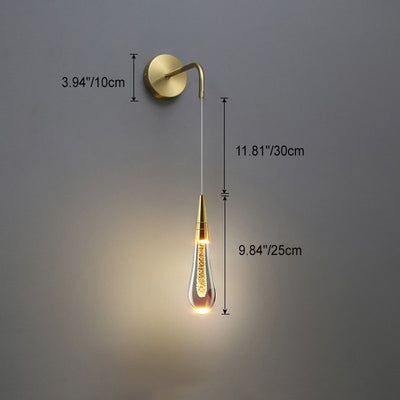 Modern Luxury Teardrop Shape Glass LED Wall Sconce Lamp For Bedroom