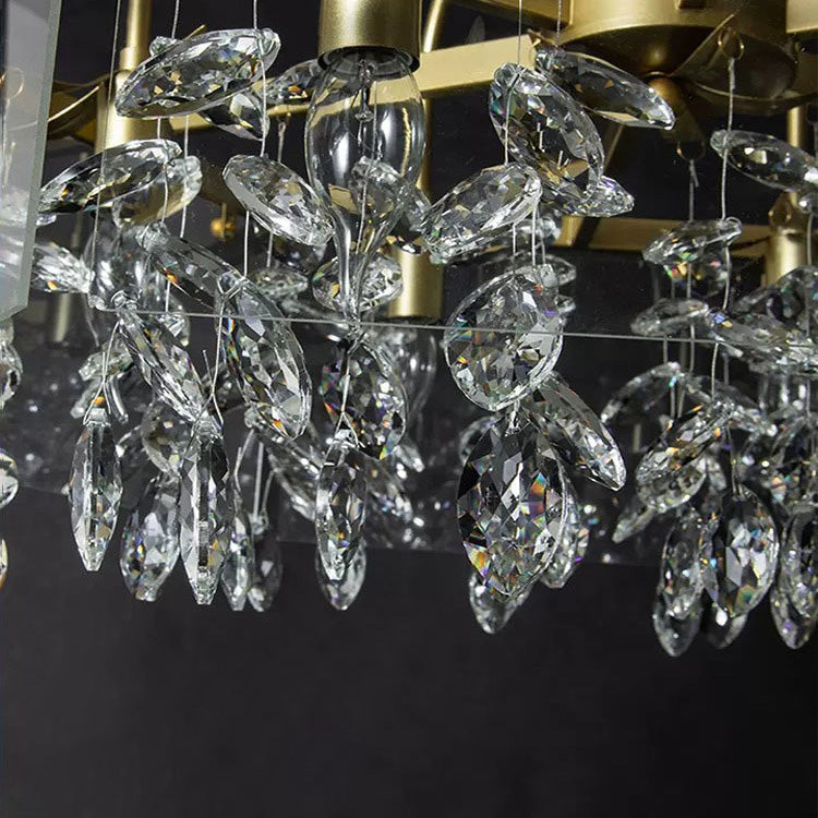Lustre Moderne Carré en Acrylique et Fer avec Cristaux 4/8 Lumières pour Salon 