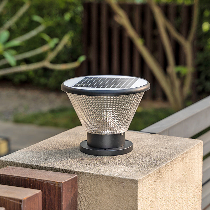 Modern Simplicity Solar Square Round Aluminum Acrylic LED Post Head Light For Garden