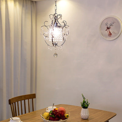 Suspension Luminaire en Cristal de Fer Côté Traditionnel de Luxe à 1 Lumière pour Salon 
