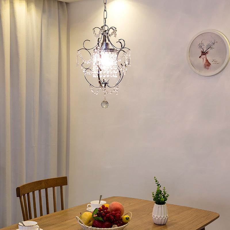 Suspension Luminaire en Cristal de Fer Côté Traditionnel de Luxe à 1 Lumière pour Salon 