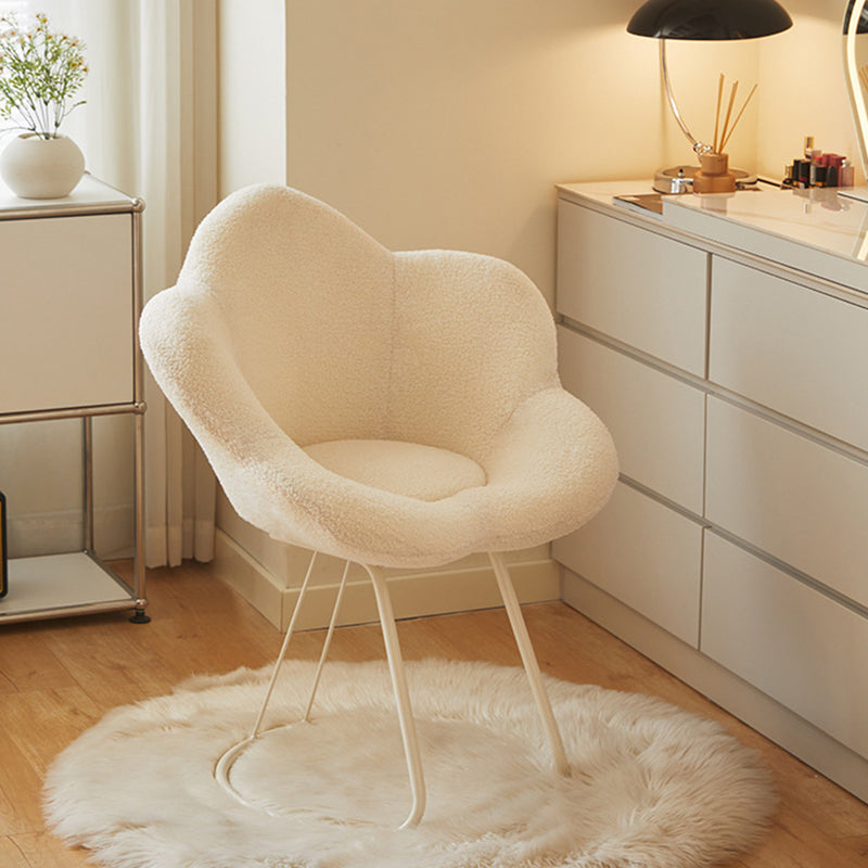 Tabouret de coiffeuse moderne minimaliste rond en métal avec dossier sans accoudoirs en laine d&