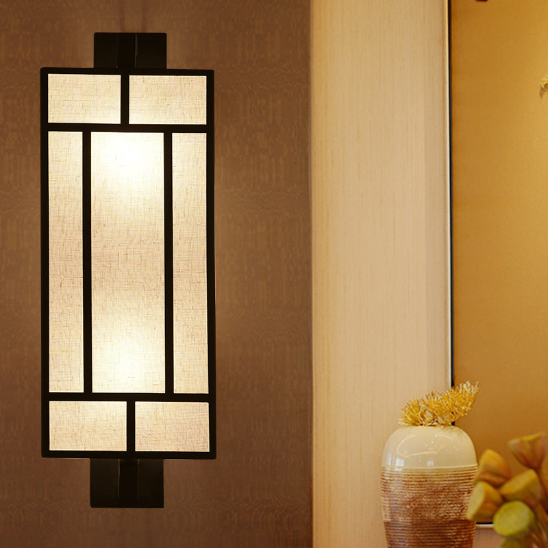 Lámpara Aplique de Pared de 1 Luz de Hierro con Pantalla de Tela Rectangular Retro Contemporánea para Comedor 